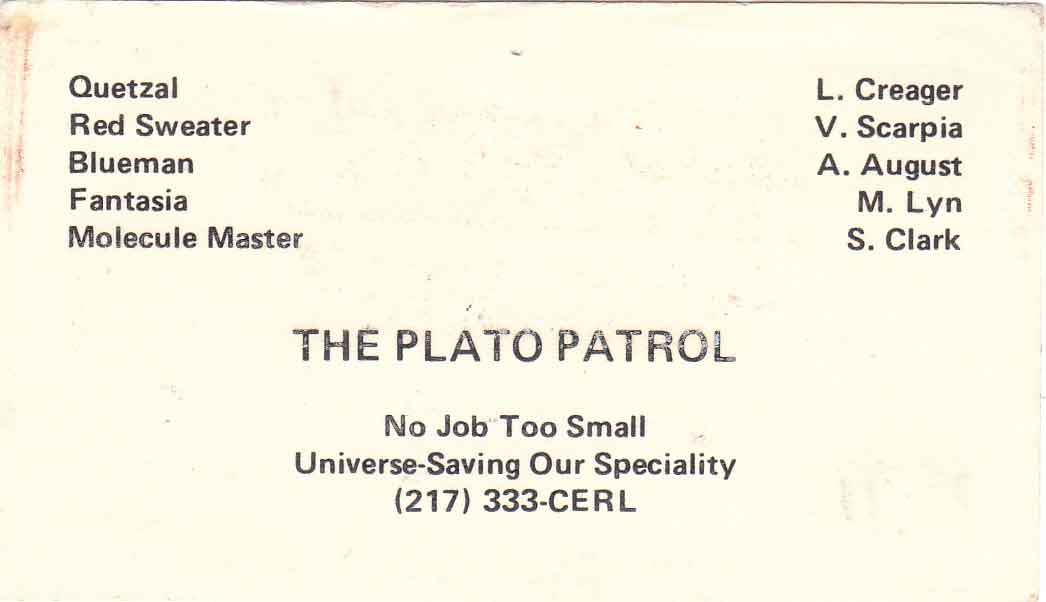 PLATO PATROL business card